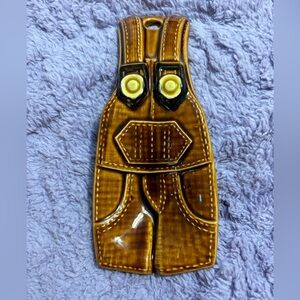 Vintage Farmer Overalls Spoon Rest Brown Ceramic Japan